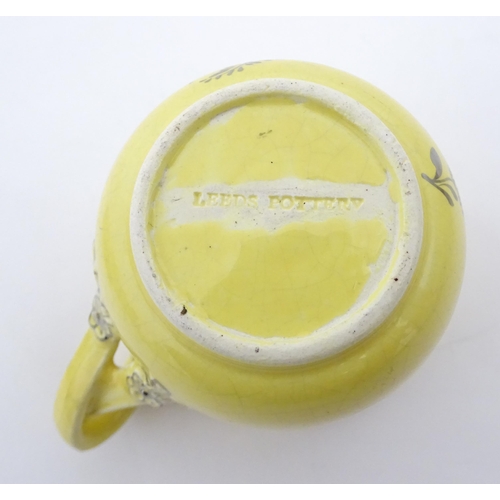 75 - A quantity of Leeds Pottery tea wares with a yellow ground decorated in silver lustre with foliage a... 