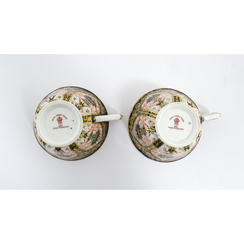 172 - A quantity of Royal Crown Derby tea wares decorated in the Imari palette to include plates, tea bowl... 