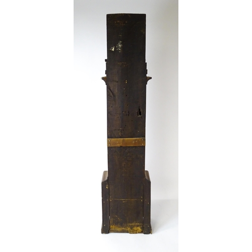 1433 - A 19thC oak cased 8-day longcase clock. The painted arch dial signed Foster  Guildford. The case wit... 