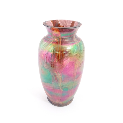 220 - A lustre studio art glass vase in manner of Favrile. Approx. 8 3/4