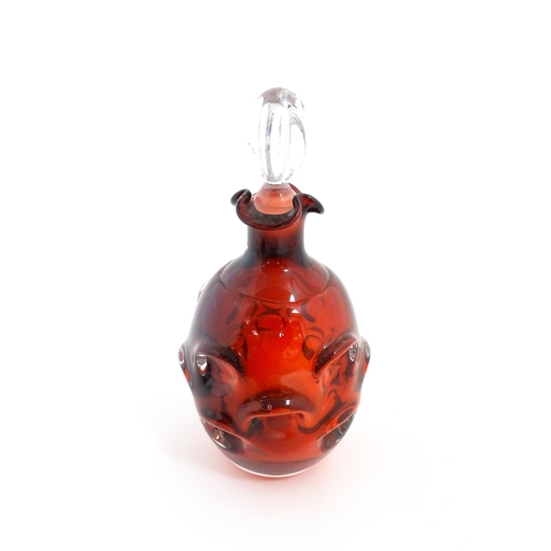 225 - A Swedish studio glass decanter designed by Borne Augustsson for Aseda Glasbruk. Approx. 11