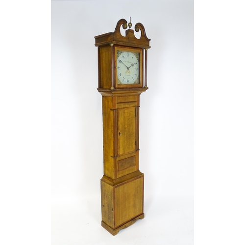 1427 - William Preddy, Langport : A 19thC oak cased 30 hour longcase clock with walnut crossbanding, the pa... 