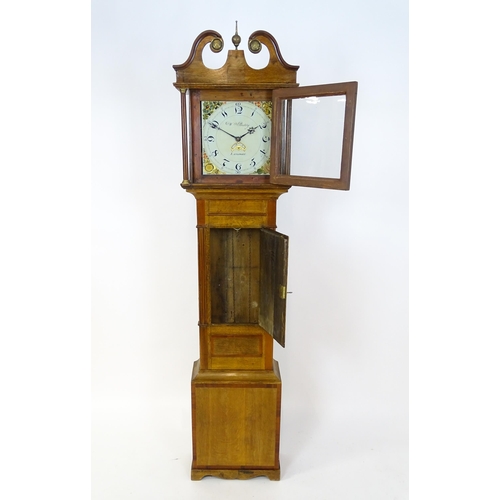 1427 - William Preddy, Langport : A 19thC oak cased 30 hour longcase clock with walnut crossbanding, the pa... 