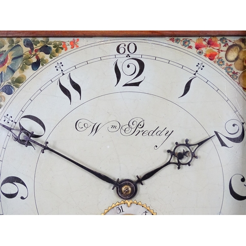 1427 - William Preddy, Langport : A 19thC oak cased 30 hour longcase clock with walnut crossbanding, the pa... 