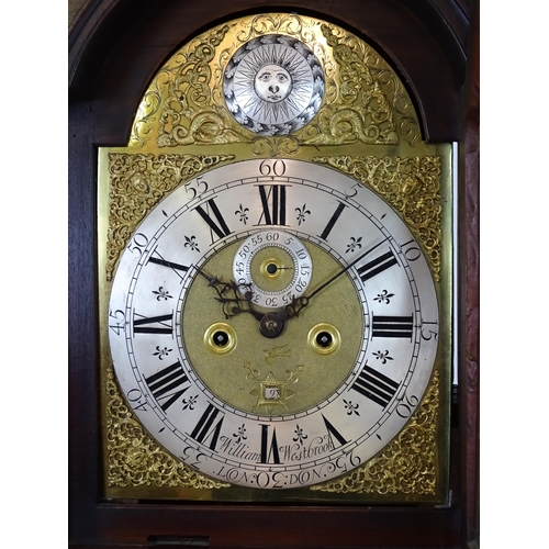 1428 - William Westbrook, London : An 18thC mahogany cased 8-day longcase clock, the brass face with silver... 