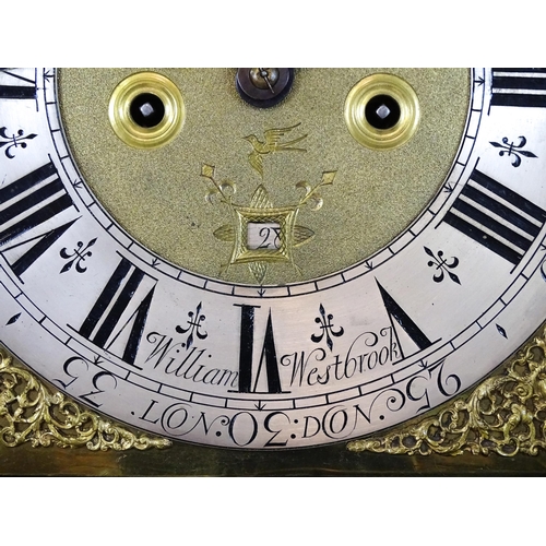 1428 - William Westbrook, London : An 18thC mahogany cased 8-day longcase clock, the brass face with silver... 