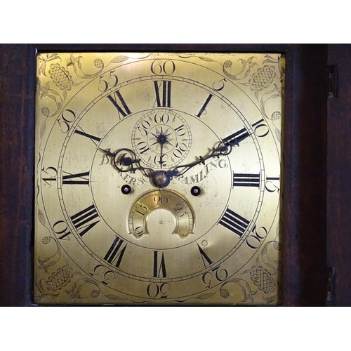 1429 - Dickerson, Framlingham : An oak cased 8-day longcase clock with brass face having Roman numerals and... 