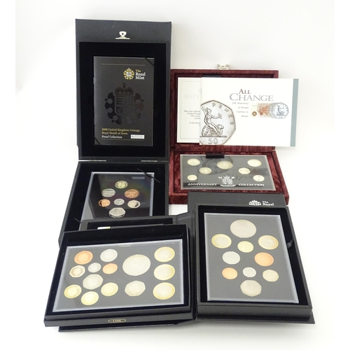 891 - Coins : Four Royal Mint United Kingdom proof sets, comprising a silver proof 1996 set numbered 10604... 