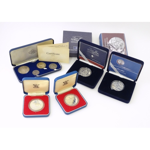 893 - Coins : assorted coins to include a Royal Mint silver proof crown commemorating the centenary of the... 