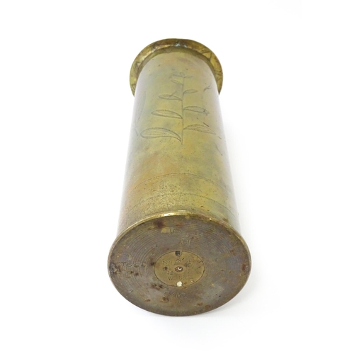 926 - Militaria , WWI / World War 1 / WW1 / First World War : two Trenchart shell cases formed as vases, c... 