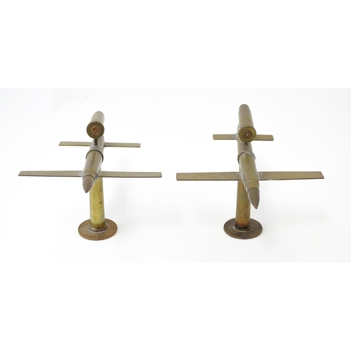 932 - Militaria , Militaria , WW2 / World War 2 / WWII / Second World War : a pair of Trenchart ornaments ... 