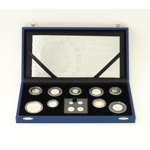 898 - Coins: A Royal Mint 2006 United Kingdom Queen Elizabeth II 80th Birthday silver proof coin set, to i... 