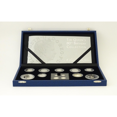 898 - Coins: A Royal Mint 2006 United Kingdom Queen Elizabeth II 80th Birthday silver proof coin set, to i... 