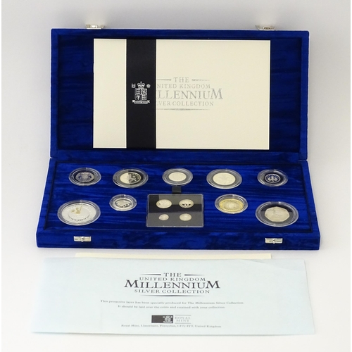 899 - Coins: A Royal Mint 2000 United Kingdom silver proof Millennium coin collection, to include Maundy m... 