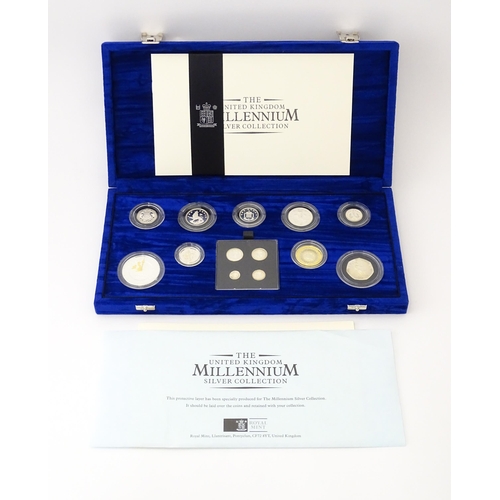 899 - Coins: A Royal Mint 2000 United Kingdom silver proof Millennium coin collection, to include Maundy m... 