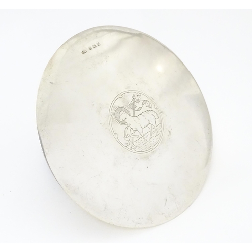 376 - A silver ecclesiastical communion paten with engraved lamb of God detail, hallmarked Birmingham 1930... 