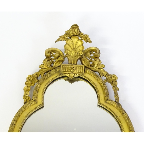 1501 - A pair of 19thC giltwood and gesso girandoles with shell motifs, lattice pattern mouldings, fluted d... 