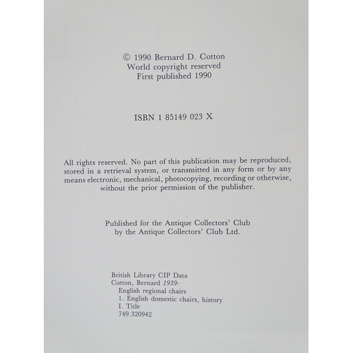 1961 - Book: The English Regional Chair by Bernard D. Cotton. Dedicated and signed by the author. Published... 