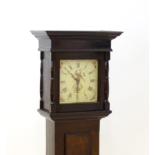 1430 - John Bodle - Reigate : An oak cased 30 hour longcase clock the painted dial having Roman numeral hou... 