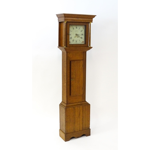 1432 - P Selby Wareham - Dorset : A late 18thC oak cased 30 hour longcase clock, the painted dial signed P.... 