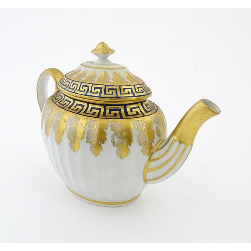 110 - A Coalport John Rose teapot and stand with Greek Key detail. Teapot approx. 9 1/2