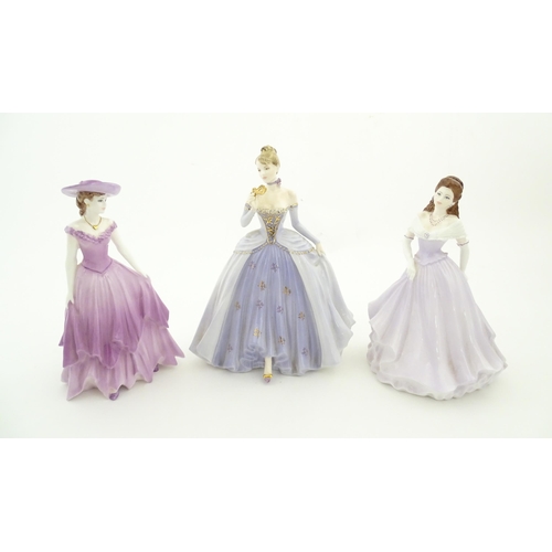 115 - Three Coalport ladies comprising limited edition Midnight Masquerade no. 57 / 7500, Cherish, and Dia... 