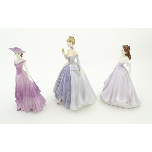 115 - Three Coalport ladies comprising limited edition Midnight Masquerade no. 57 / 7500, Cherish, and Dia... 