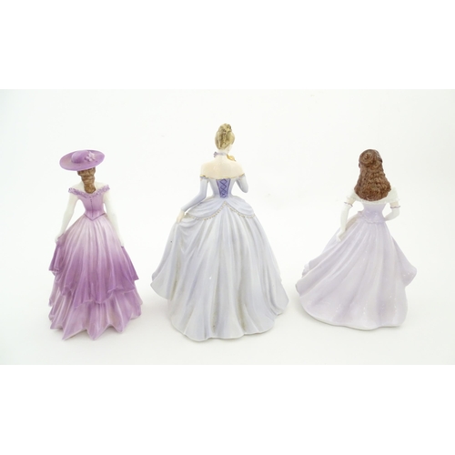 115 - Three Coalport ladies comprising limited edition Midnight Masquerade no. 57 / 7500, Cherish, and Dia... 