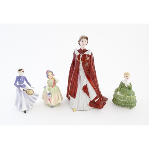 120 - Two Royal Doulton ladies comprising Babie HN 1579, and Belle HN 2340. Together with a Coalport limit... 