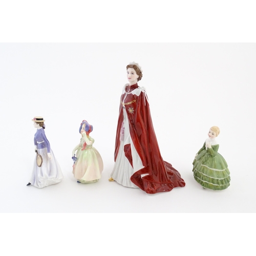 120 - Two Royal Doulton ladies comprising Babie HN 1579, and Belle HN 2340. Together with a Coalport limit... 