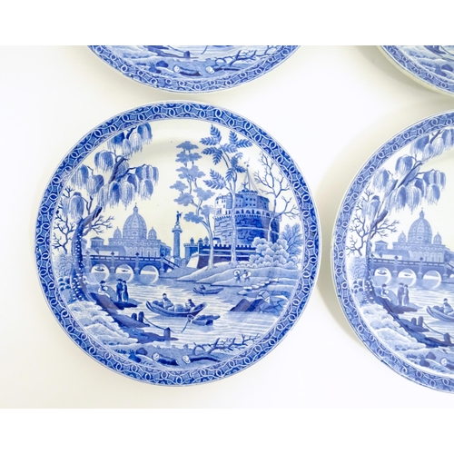 140 - Six Spode blue and white plates decorated in the Tibor pattern. Marked under. Approx. 6 1/4