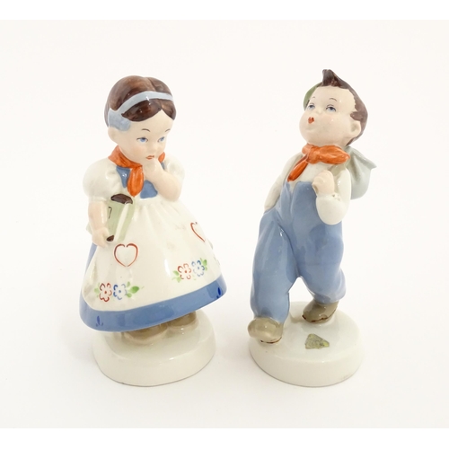 141 - Two Royal Dux models comprising girl and boy. Largest approx. 6 1/4