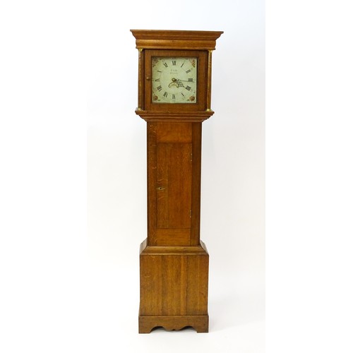 1432 - P Selby Wareham - Dorset : A late 18thC oak cased 30 hour longcase clock, the painted dial signed P.... 