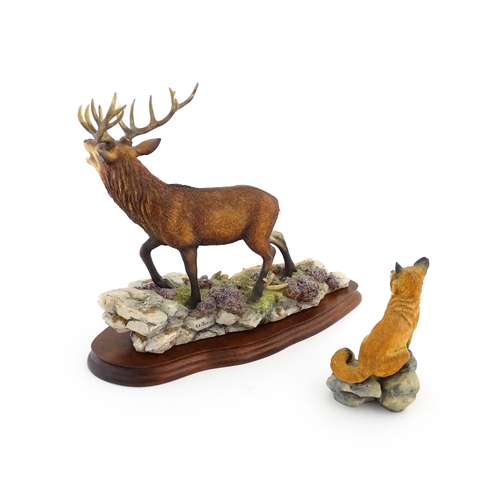 1120 - Two Border Fine Arts animal models comprising Highland Majesty B0220 by R. Roberts, and a seated fox... 