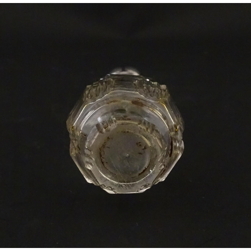 234 - A glass scent / perfume bottle with a Dutch silver top, c. 1810. Approx. 4 3/4