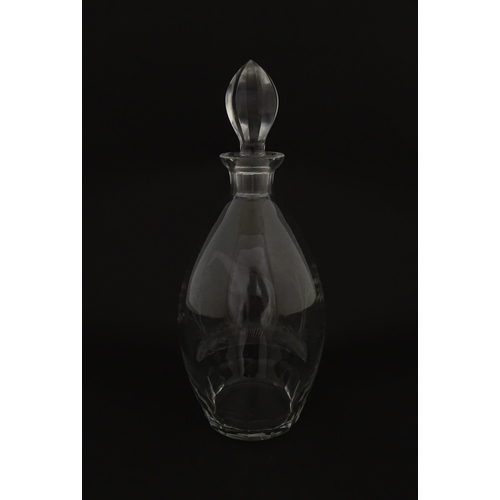 175 - A Rowland Ward glass decanter with engraved Safari animal detail. Unsigned  Approx. 11 1/4