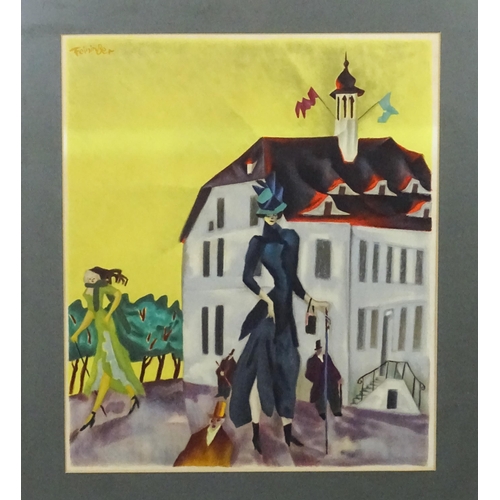 1900 - After Feininger Lyonel (1871-1956), Lithograph, Berggruen. Facsimile signature upper left. Approx. 2... 