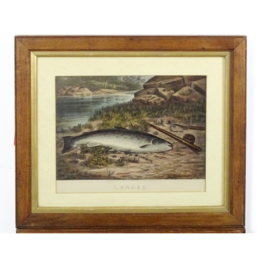 1906 - After Walter M. Brackett, 19th century, Lithographs with hand colouring, Two fishing engravings comp... 