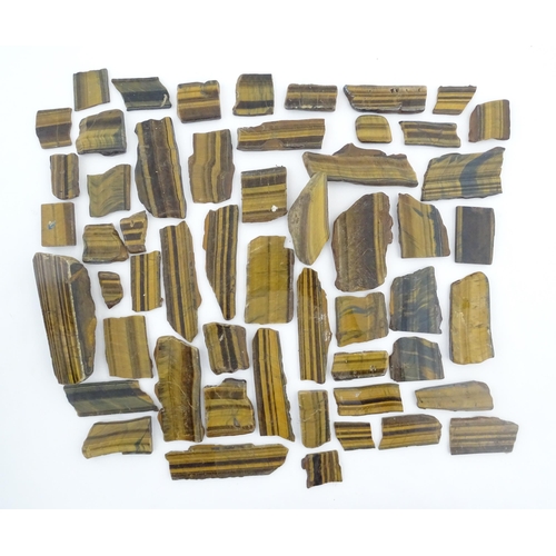 1093 - Natural History / Geology Interest: A quantity of hardstone tiger's eye specimen slices. Largest app... 