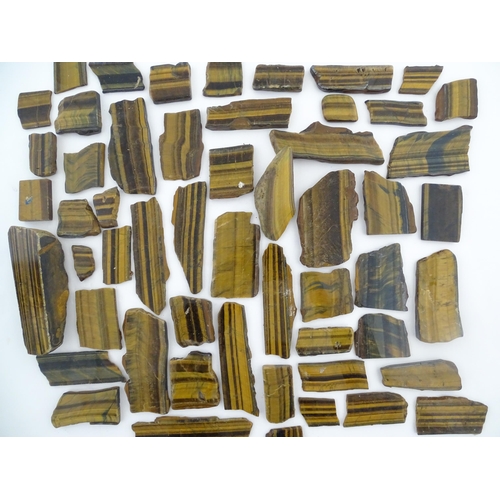 1093 - Natural History / Geology Interest: A quantity of hardstone tiger's eye specimen slices. Largest app... 