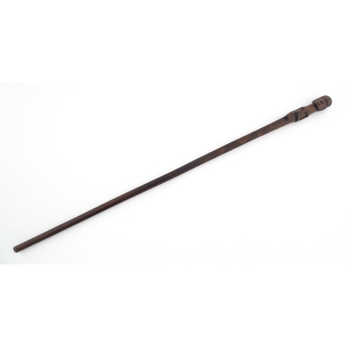 1145 - Ethnographic / Native / Tribal : An Australian Aboriginal hardwood walking stick / cane with cross h... 