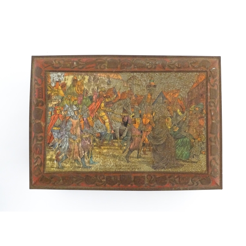 1162 - A German Otto Schmidt of Nurnberg tin biscuit box depicting Emperor Charles IV and his entourage ent... 