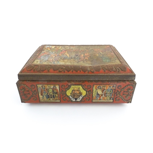 1162 - A German Otto Schmidt of Nurnberg tin biscuit box depicting Emperor Charles IV and his entourage ent... 