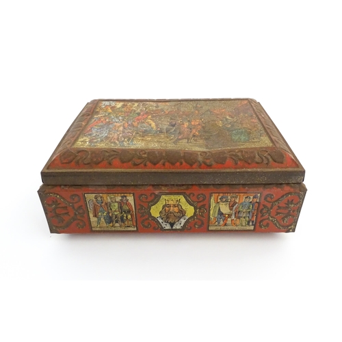 1162 - A German Otto Schmidt of Nurnberg tin biscuit box depicting Emperor Charles IV and his entourage ent... 