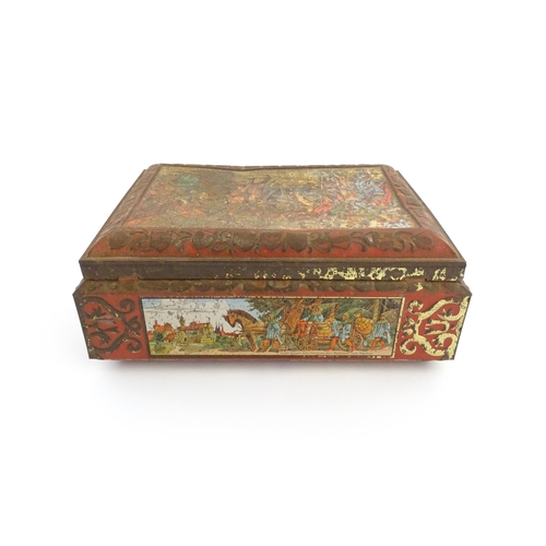 1162 - A German Otto Schmidt of Nurnberg tin biscuit box depicting Emperor Charles IV and his entourage ent... 