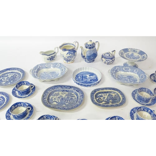 171A - A quantity of assorted blue and white wares to include Palissy Pottery coffee / hot water pot, cups,... 