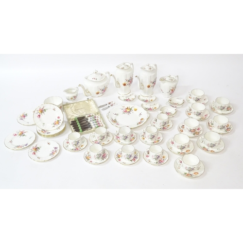 173 - A quantity of Royal Crown Derby tea wares in the Derby Posies pattern to include teapot, hot water p... 