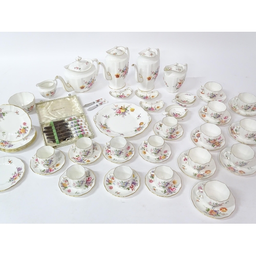 173 - A quantity of Royal Crown Derby tea wares in the Derby Posies pattern to include teapot, hot water p... 