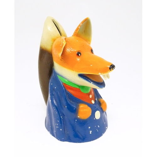 947 - A 20thC novelty cast money box modelled as Basil Brush Ivan Owen & Peter Firmin. Approx. 8