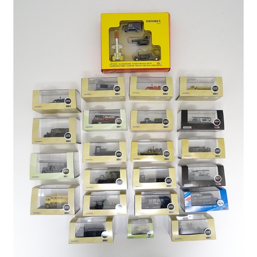 960 - Toys: A quantity of die cast scale model Oxford Military / Fire / Commercials vehicles to include Th... 